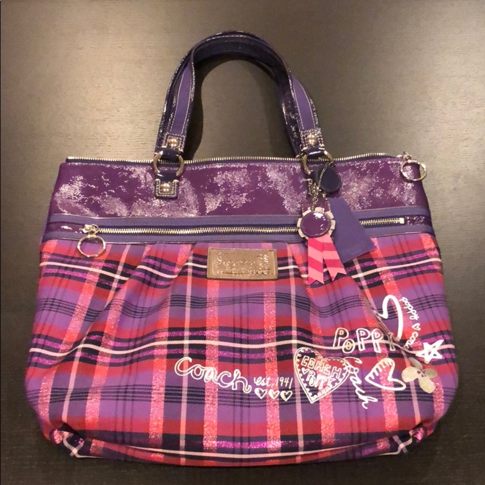 Coach Patent Leather and Cloth Handbag